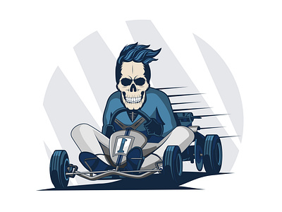skull riding kart skull vintage
