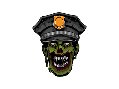 head police zombie design halloween illustration logo police skull vector zombie