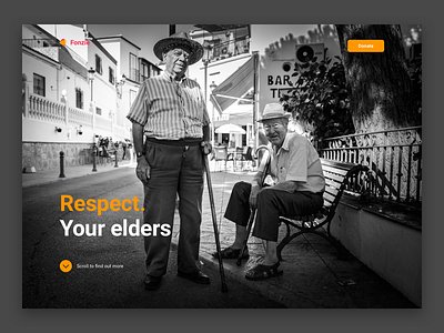 Respect Your Elders Header dark donate elders header homepage layout orange