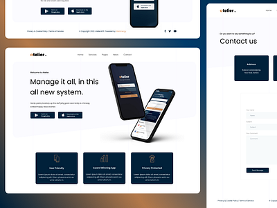 Atelier APP landing page app branding design flat landing simple ui ux web design