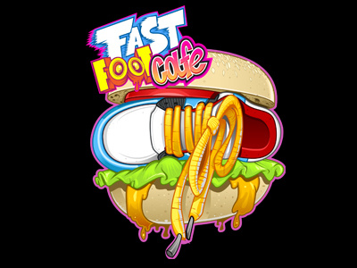 Fast Foot Cafe sticker burger foot henry snicker wind