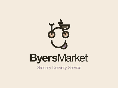 Byers Market bicycle brand brand identity branding delivery food grocery happy illustration illustrator logo logo design logodesign logoinspiration logolearn logomaker market service texas vector