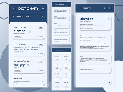 Dictionary UI design dictionary first neomorphism newbie typography ui