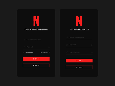 Netflix Sign In and Sign Up Design Concept