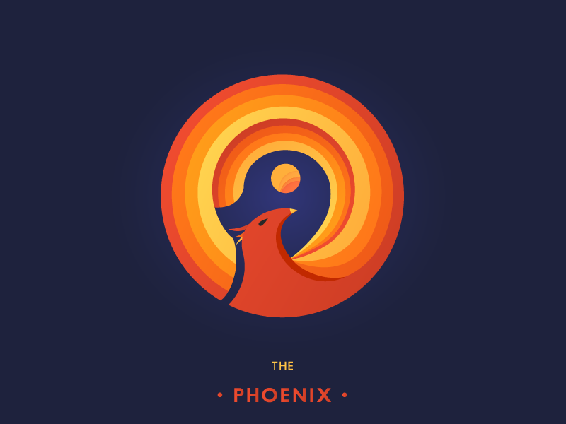 Phoenix icon sky gradient circle phoenix bird illustration