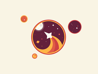 Starship badge circle icon illustration light logo moon moonlight planets space star stars