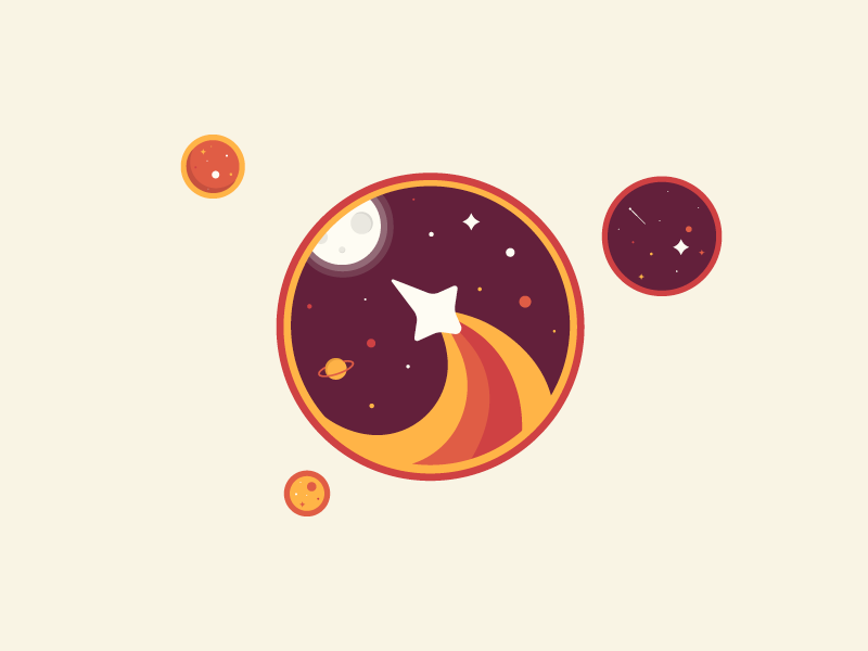 Starship planets space badge icon logo stars circle moon star illustration moonlight light