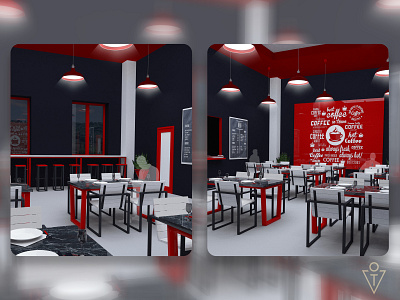 Interior Cafe (3D) 3d 3d modeling architecture art design house render