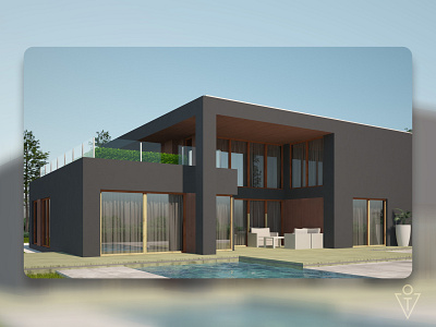 Individual house with pool 3d 3d modeling 3dsmax architecture art design house render