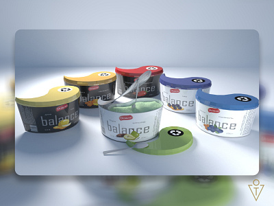 Packaging of Dolce "Balance" desserts 3d 3dsmax art branding design dessert packaging yogurt