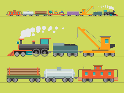 Train app flat game kids railroad robot sim sims town toy train vector