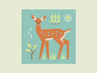 white tail deer animals flat minimal nature printmaking screenprinting vector wildlife