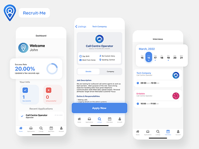 Recruit-Me app design illustration job finder mobile ui ux