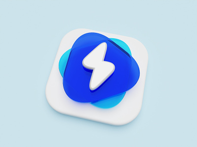 Lightning bolt app icon ⚡️ 3d app app design app icon big sur bolt brand brand identity glass ios lightning lightning bolt logo logomark symbol