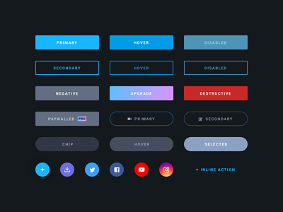 Buttons action app button clean component library design design system elements flat hover interface minimal product product design styleguide ui ui components ux web webdesign