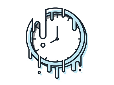 Time Waits For No One clock drawing illustration melting monoweight offset time vector