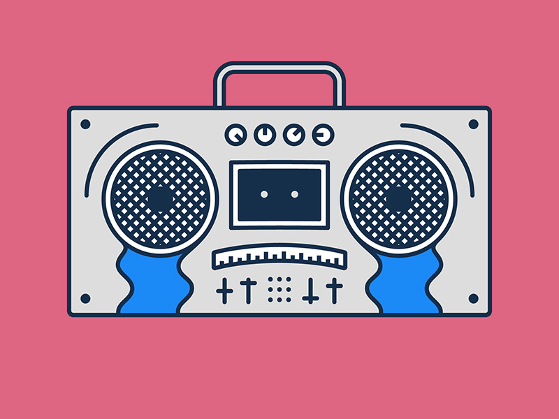 Cry-Fi line drawing monoweight 8tracks illustration graphic vector music cry boombox