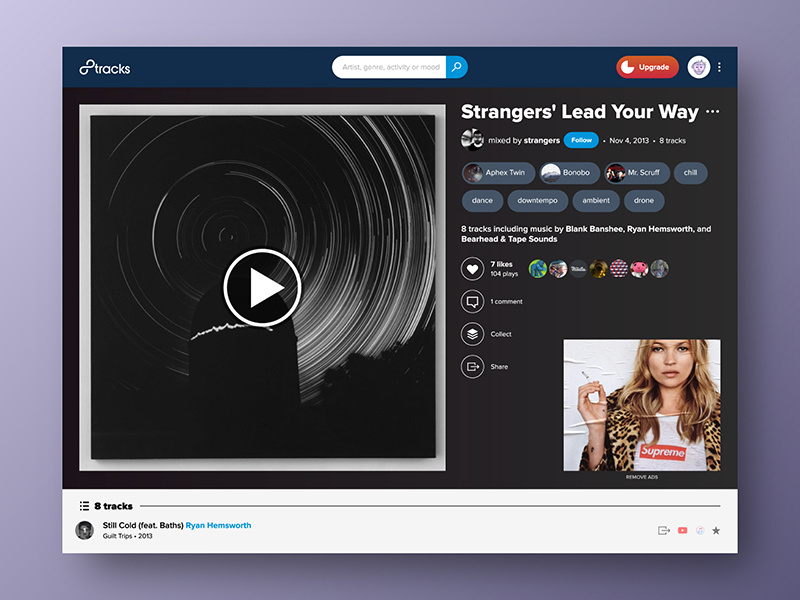 Playlist streaming interface ui mix playlist music 8tracks