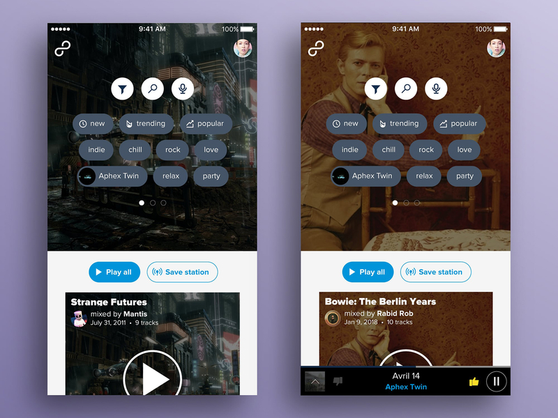 Mobile Explore Page 8tracks app design explore interface mobile music play playlist search streaming tags ui ui ux ux voice