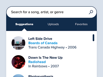 Track Search 8tracks app filter interface library mobile music music app playlist search search bar search engine songs streaming tracks ui ux