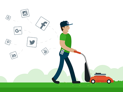 Social Landscaper avatar field jobber landscape landscaper lawn mower people person social user walk