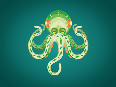 The abandoned octopus 2d drawing fun illustration vector