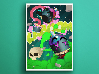 Bombastick character gradient illustration illustrator neon poster print vector