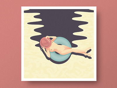 Rest in pool character girl graphic holiday illustration minimal pool vector