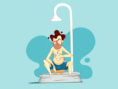 Lazy shower character comics illustration life procreate shower water