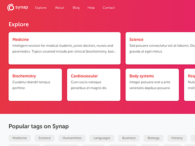  Synap - Explore page (education platform)