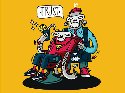Trust art barbershop cartoon character character design gorilla illustration lettering lviv monkey sticker ukraine vector