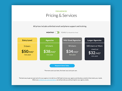 Pricing & Services clean pricing services ui ux web design website