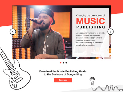 Music Publishing Website Slider clean flat design homepage ui web design