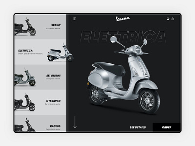 Vespa Redesign bike catalog design interface landingpage minimal motor motorcycle redesign scooter typography ui uidesign vespa web