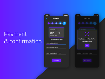 Payment and confirmation UI screens