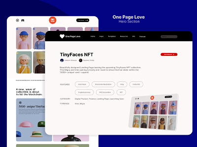 Redesign of https://nft.tinyfac.es/ filippo chiumiento landingpage maximedegreve nft tinyface ui