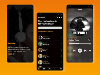 FeelMe App app design feelme music ui visual design wealth4us