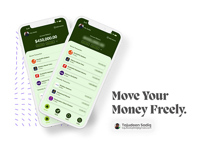 Move Your Money Freely. app branding finance fintech visual design wealth4us