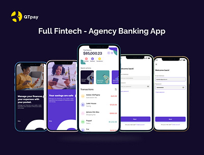 QTpay Finance App branding productdesign qtpay ui uiux ux wealth4us