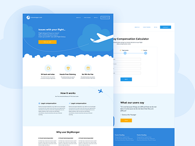 Skymonger blue landing page layout ui website
