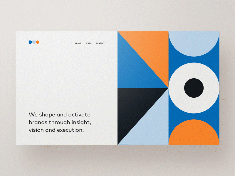 Duo animation colors design flat geometry landing layout motion pattern shapes ui web xd
