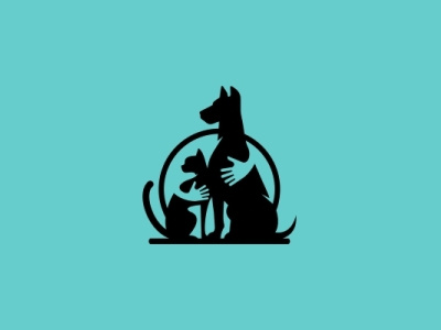 cat and dog flat logo minimal vector