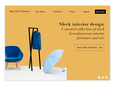 Mock Interior Designer Website blue dailyui deisgn desktop furniture modern yellow