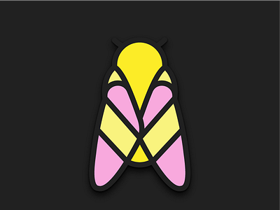 Rosy maple moth geometric illustration line moth pink yellow
