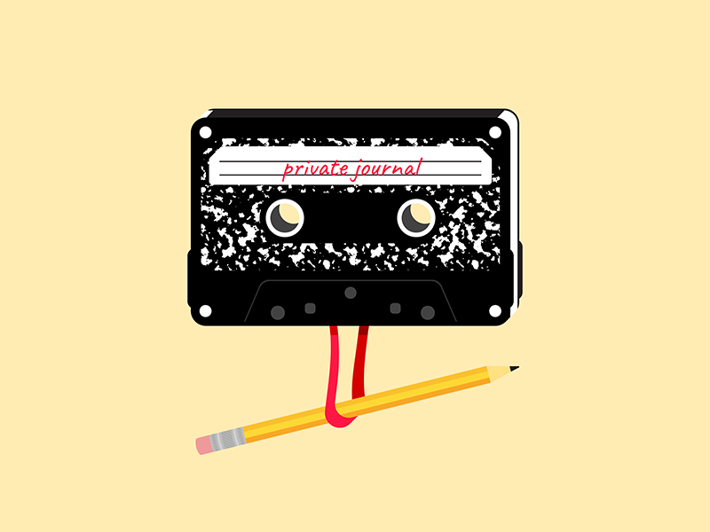 Private Journal cassette illo illustration nostalgia pencil tape