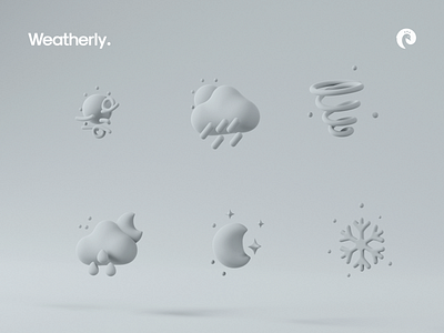 Weatherly clay Part 2 3d blender clay cloud design illustration minimal moon rain rainy render snow star sunny tornado vector weather weather icon wind windy