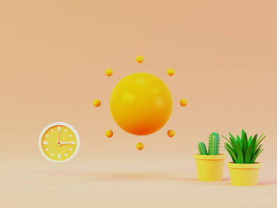 Sun and moon 3d animated animation blender clock design illustration kit loop minimal motion motion design plants render sun time vector weather weather app weather icon