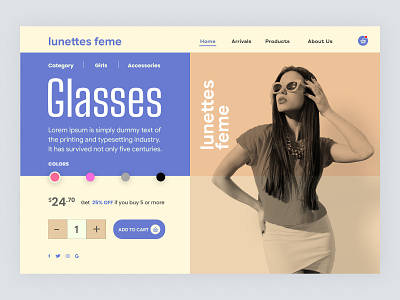 Lunettes Feme brand identity clean ui clean ui design design inspiration female glasses product ui glasses product ui graphic design landing page design ideas modern design inspiration product design ui product ui shopify ui design ideas inspirations uiux uiux design unique design inspiration web design web design inspirations woman glasses product ui