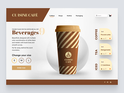 Cuisine Cafe brand design brand identity clean ui coffee coffee shop ui coffee shop web design design ecommerce ui graphic design landing page product ui tea tea ui tea web design inspiration uiux design uiux design inspiration unique design web design web design inspiration