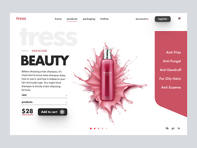 Tress brand design brand identity clean ui design ecommerce faqs graphic design header home page homepage homepage design landingpage product designer product ui shampoo shopify uiux design web webdesign